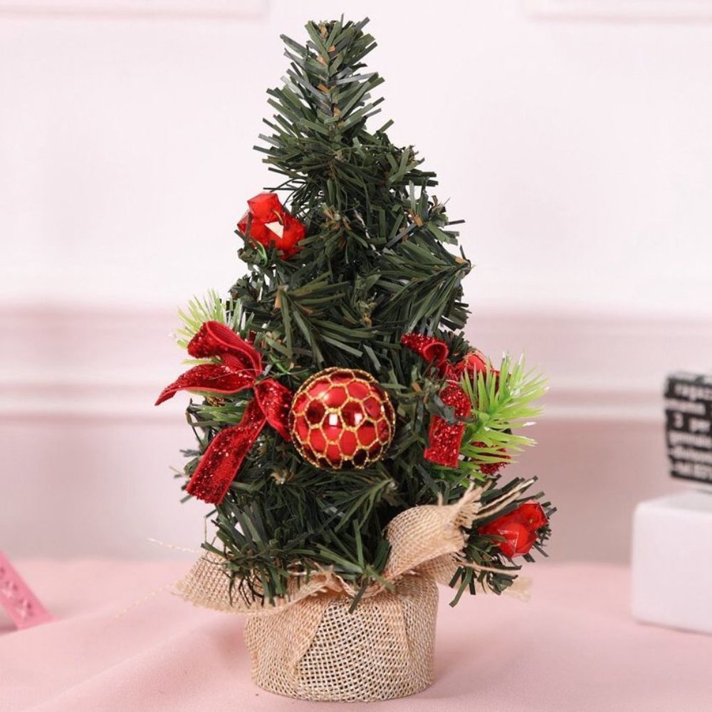 Burlap small tree Christmas decoration (height: 20cm)